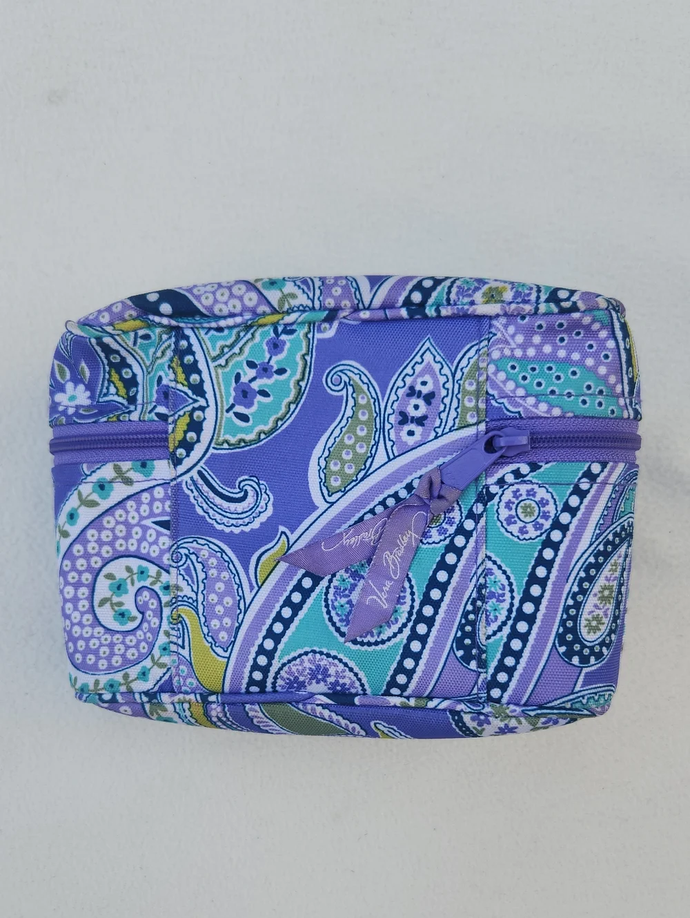​Vera Bradley Purple Blue Teal Paisley Cosmetic Makeup Bag Lilli Bell Retired